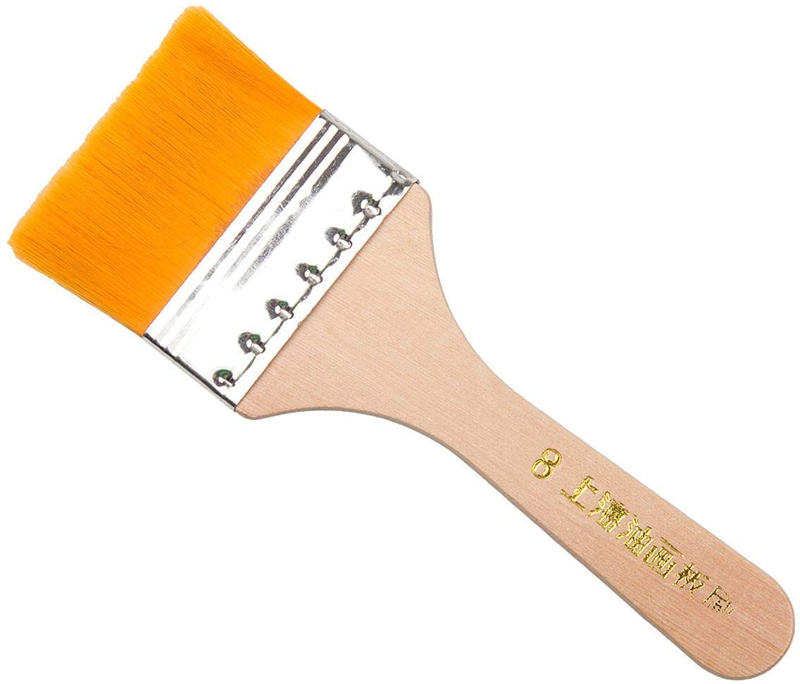 Qatalitic Natural Finish Synthetic Flat Paint Brushes of 4 Pc, Acrylic Oil Gouache Artist Student Paint Colors Brushes Size Orange bristles( 18 mm,1 inch, 1.5 inch & 2 inch)