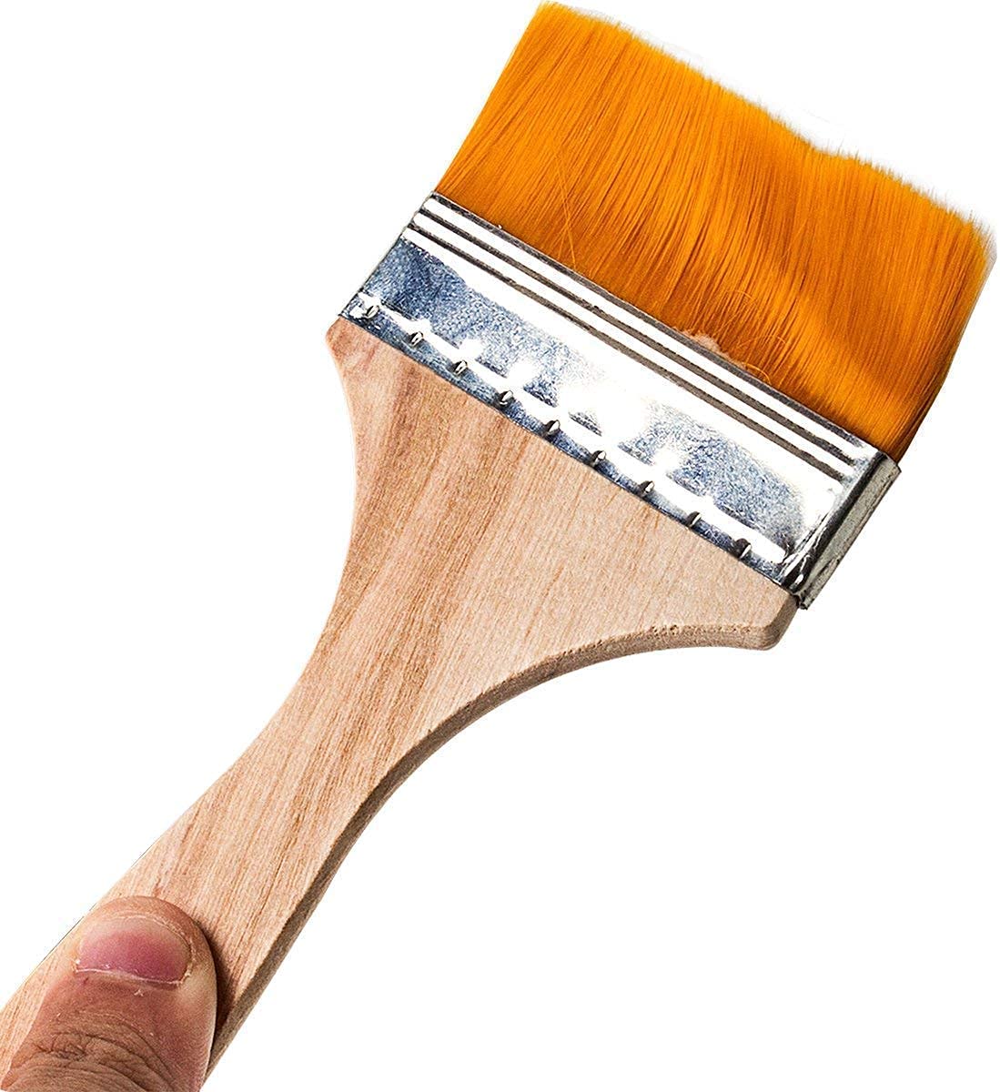 Qatalitic Natural Finish Synthetic Flat Paint Brushes of 4 Pc, Acrylic Oil Gouache Artist Student Paint Colors Brushes Size Orange bristles( 18 mm,1 inch, 1.5 inch & 2 inch)