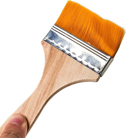 Qatalitic Natural Finish Synthetic Flat Paint Brushes of 4 Pc, Acrylic Oil Gouache Artist Student Paint Colors Brushes Size Orange bristles( 18 mm,1 inch, 1.5 inch & 2 inch)
