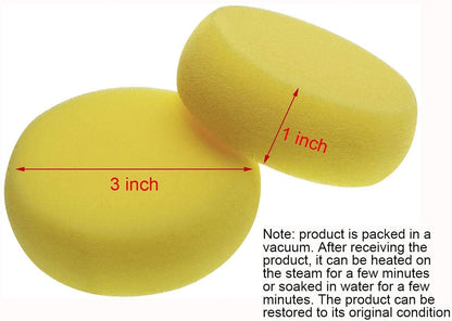 Qatalitic Round Sponges 6pcs 3inch Yellow Painting Sponges Synthetic Artist Sponges Watercolors Sponges for Art & Craft Pottery Clay Cleaning Ceramics Wall (Round Painting Sponges)