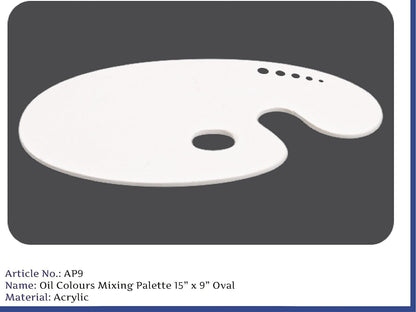 Qatalitic Acrylic Oval Palette | (16 x 9 inches) Mixing & Blending Colour Palette | from Beginners to Professional Use for DIY Art & Crafts Paintings and Project Making