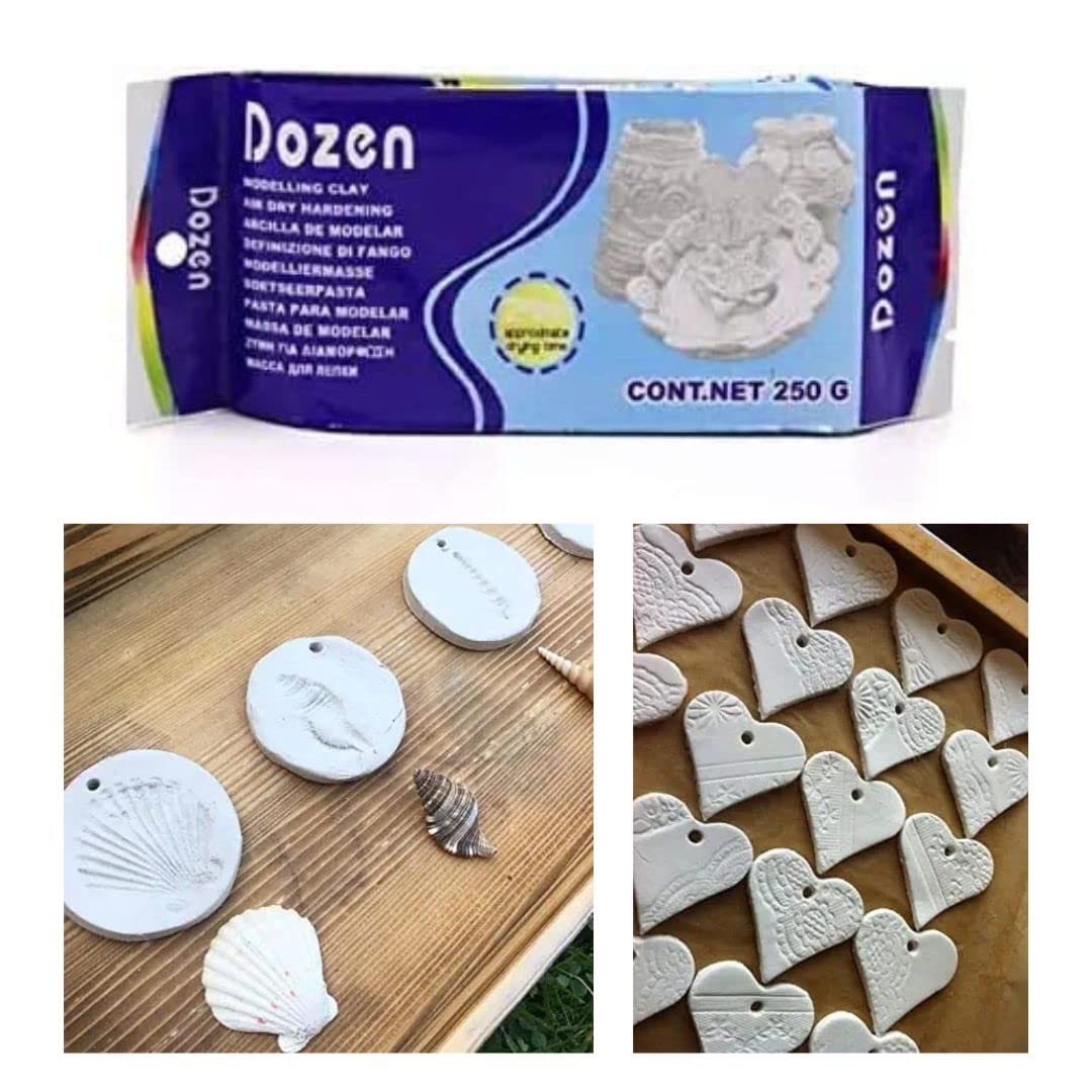 Qatalic Natural Air-Dry Clay, White,All-Purpose Modeling Clay for Sculpting, Hand Modeling and Throwing, Non-Toxic Ceramic Art Class, Handicraft Making, Gifts for Children (250 Gm)
