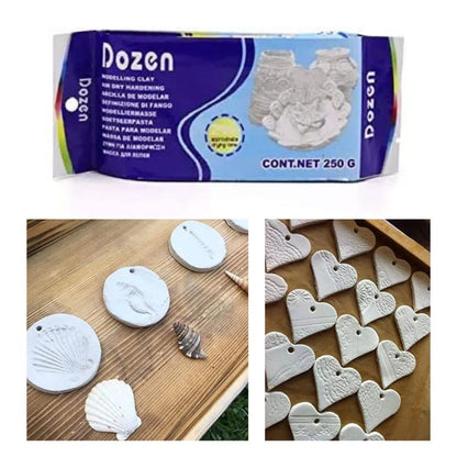 Qatalic Natural Air-Dry Clay, White,All-Purpose Modeling Clay for Sculpting, Hand Modeling and Throwing, Non-Toxic Ceramic Art Class, Handicraft Making, Gifts for Children (250 Gm)