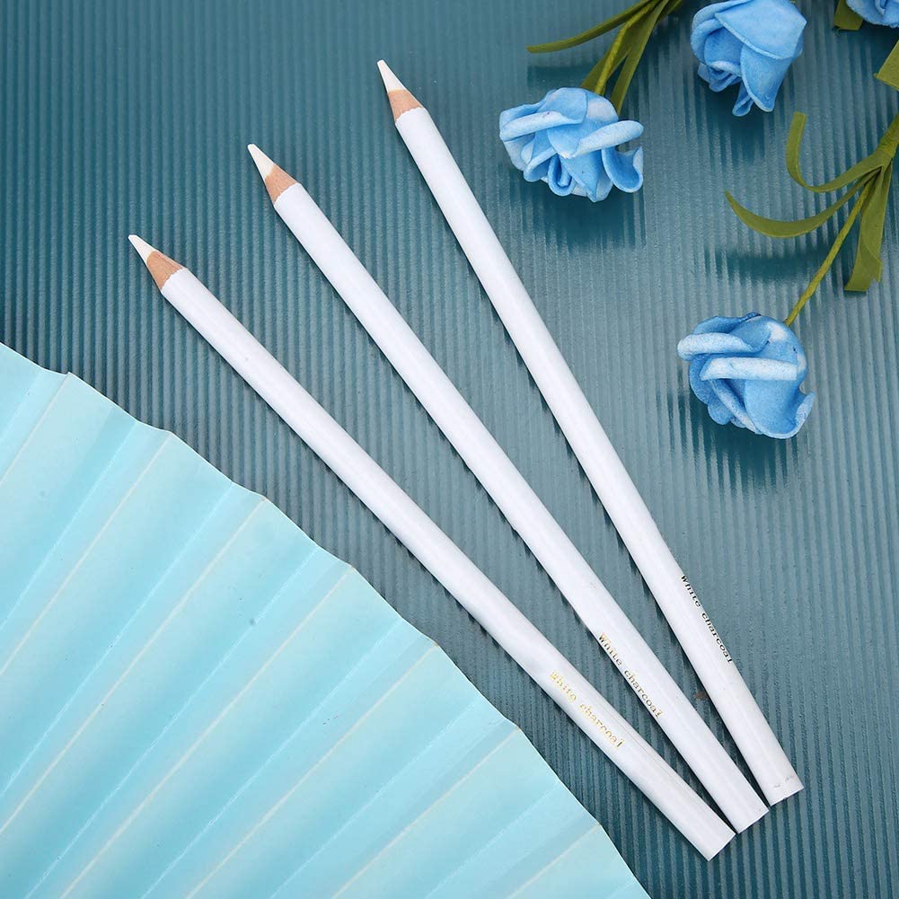 Qatalitic Set of 3 White Charcoal Pencil Premium Pencil for Sketching, Drawing, Shading, Blending, and other Artistic Work