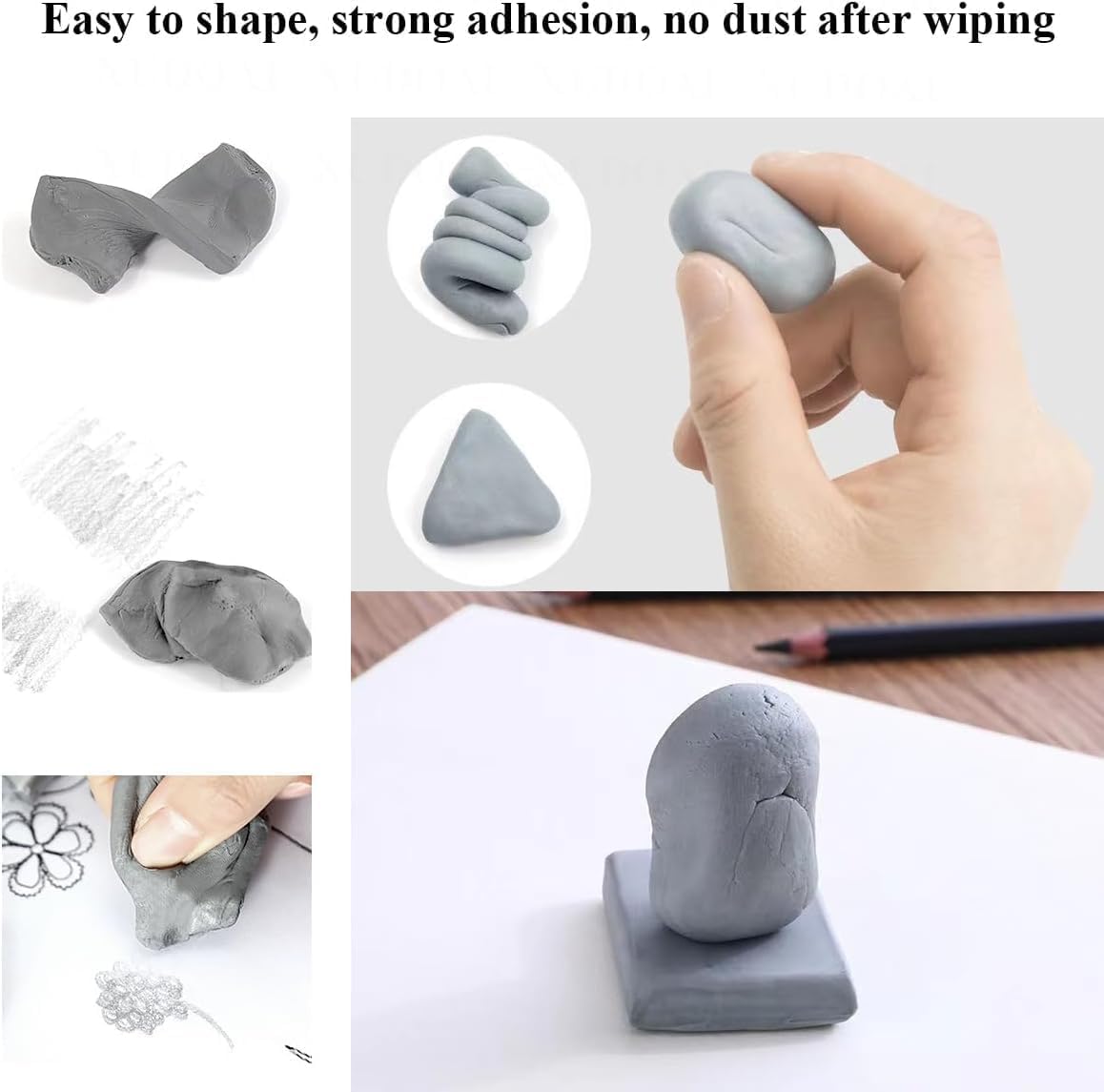 Qatalitic 8 Pcs Kneadable Art Eraser, Soft, Durable, Charcoal Cleaning, Lightening, Correction of Drawing Eraser, Ideal for Students, Adults, Sketching, Art, Fine Art, School and Office Use