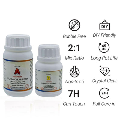 Qatalitic Epoxy Resin and Hardener Kit 300g, Ratio 2:1 Smooth Crystal Clear Transparent Bubble Free Release, For DIY Art & Craft Casting and Coating Handmade Jewellery Making