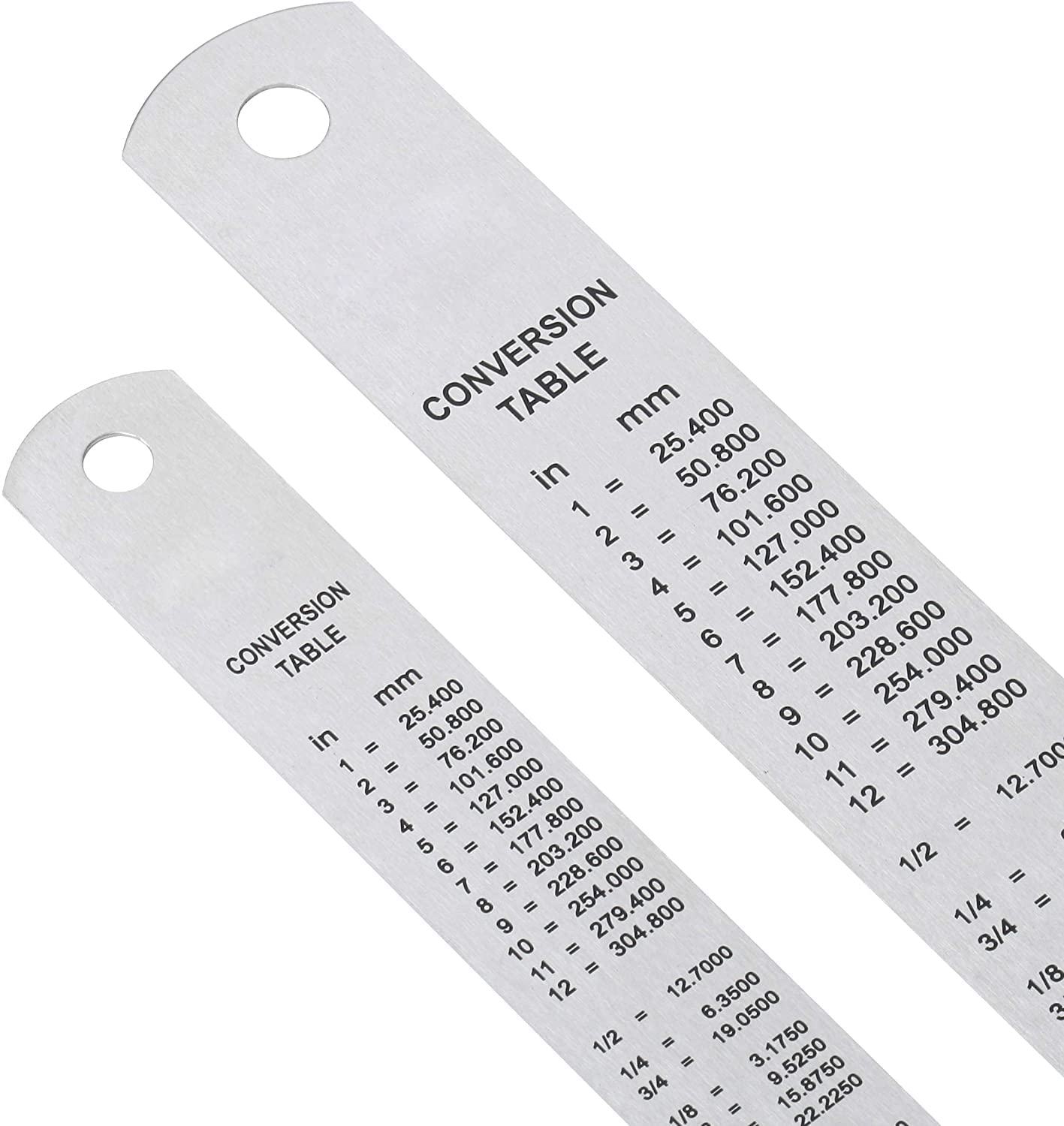 Qatalitic 2 Pcs Stainless Steel Ruler Scale, Measuring 30cm and 15cm, Imperial, Metric Measurement and Conversion Table, Heavy Duty Stainless Steel, Engineering College, School, Office and Architect
