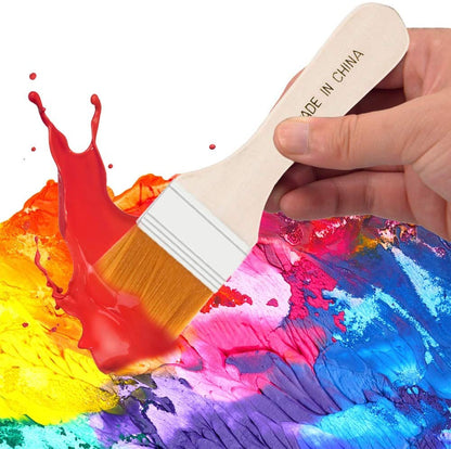 Qatalitic Natural Finish Synthetic Flat Paint Brushes of 4 Pc, Acrylic Oil Gouache Artist Student Paint Colors Brushes Size Orange bristles( 18 mm,1 inch, 1.5 inch & 2 inch)