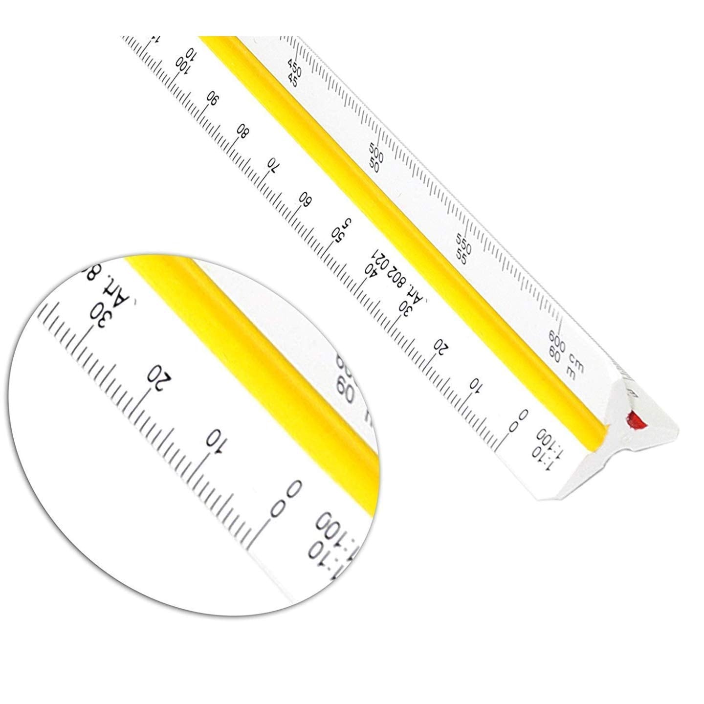 Qatalitic Triangle Scale Ruler, 30cm (12 Inch) Long Plastic Drafting Scale Ruler Very Useful to Architect, Engineer, Students, Office Employee (1-Piece)