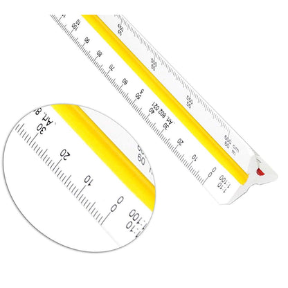 Qatalitic Triangle Scale Ruler, 30cm (12 Inch) Long Plastic Drafting Scale Ruler Very Useful to Architect, Engineer, Students, Office Employee (1-Piece)