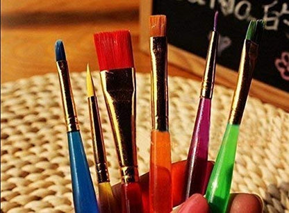 Qatalitic Set of 6 Different Sizes Synthetic Flat Paint Brush for Oil, Nail Brush Art, Artist Acrylic Painting (Synthetic Hair, Plastic)