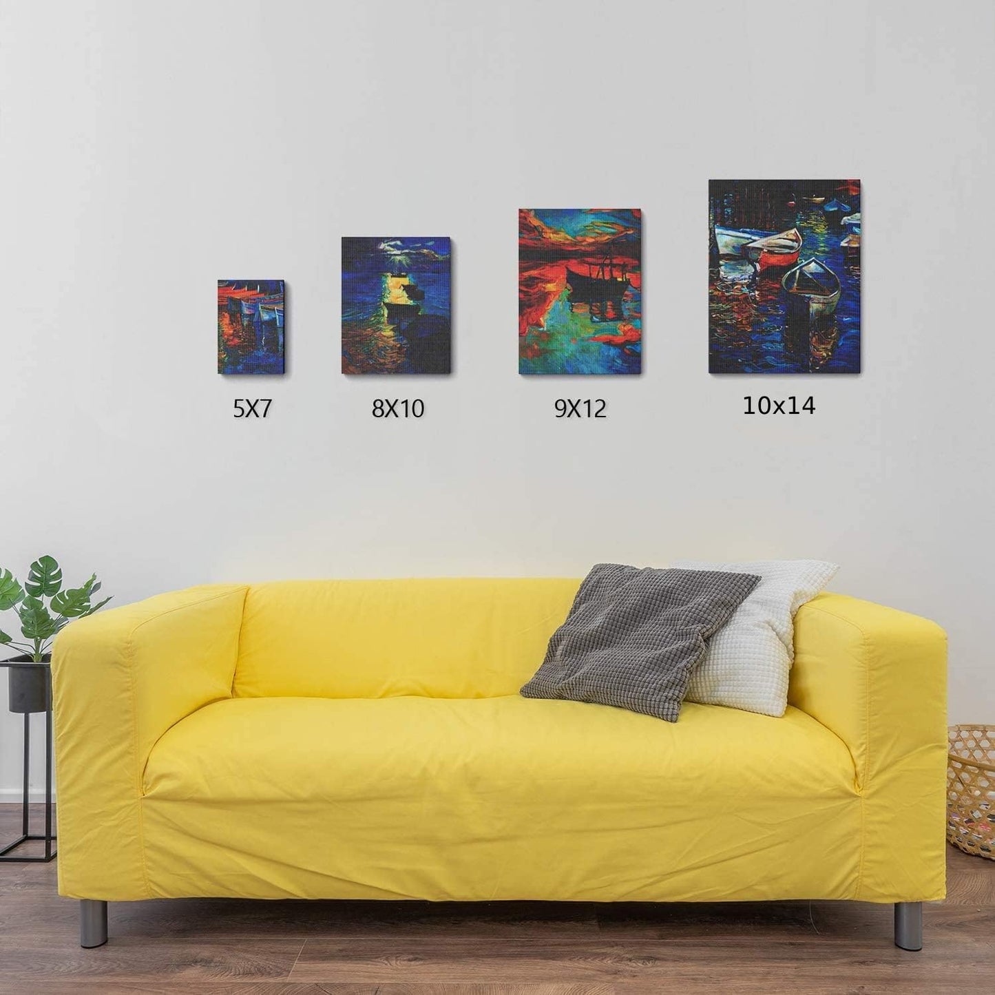 Qatalitic Cotton Canvas Boards for Painting, Pack of 8 Pcs. (2 Each x (5x7, 8x10, 9x12, 10x14 inches) - Multi Pack Art Paint Canvas Boards Set, 100% Cotton Blank Canvases for Oil, Acrylic