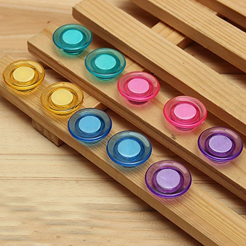 Qatalitic Colorful Translucent 40 mm (Set of 10) Magnet Buttons for Fridge, Magnetic White-Boards Set