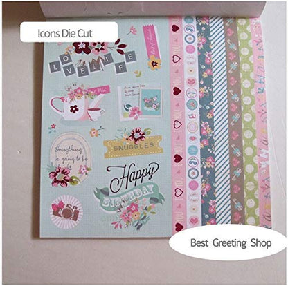Qatalitic VS12005 Printed Papers for Art and Craft for Greeting Card Making (12 X 12 Inch) - Pack of 24 Patterned Sheets + 3 Die Cut Sheets, Assorted