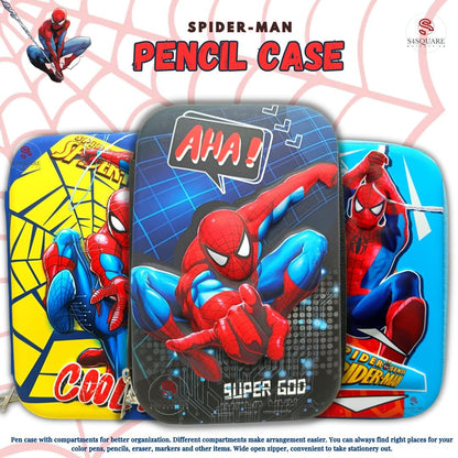 Qatalitic Big Size EVA 3D Cover Pencil Case, Large Capacity (Spiderman) Pencil Case with Compartments, School Pouch Organizer for Students, Stylish Pen Holder Pouch, Art Pencil Box (Blue)