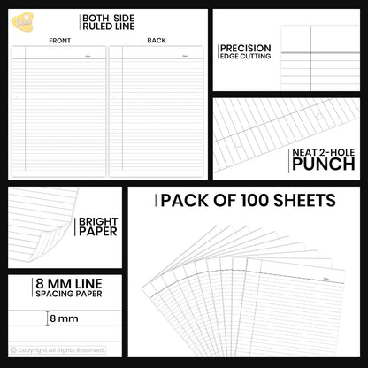 Qatalitic A4 Size Both Side Ruled Sheet for Project/Assignment/Practical/Homework (Pack of 400 Sheets)