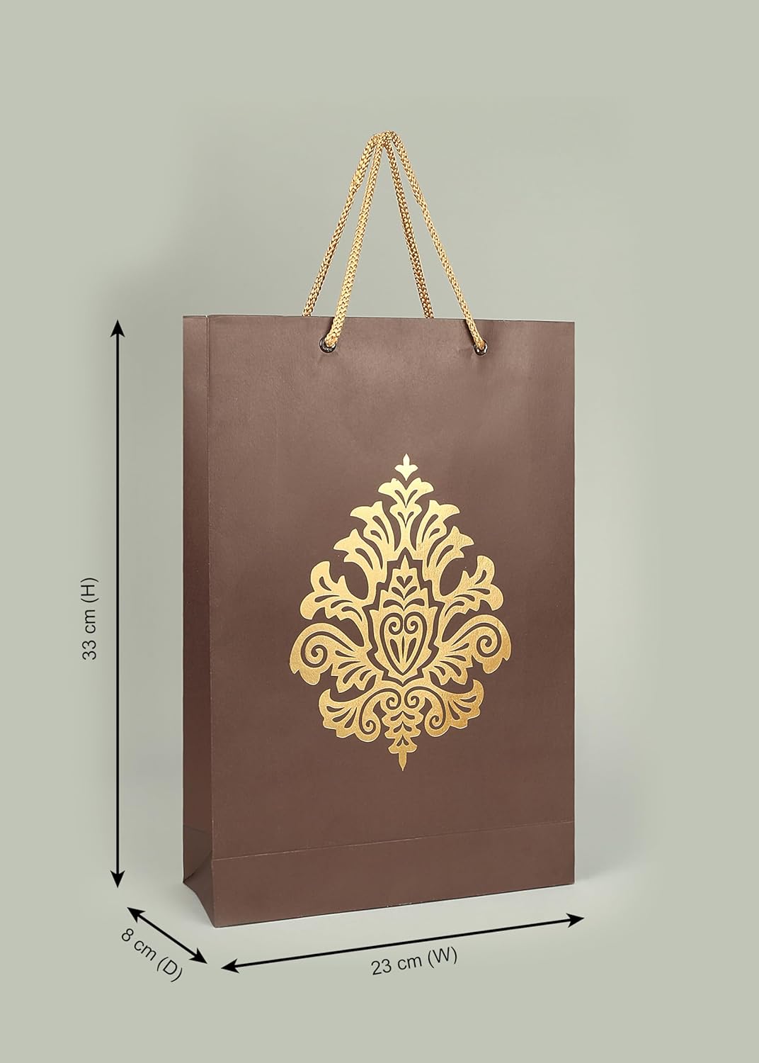 Qatalitic Designer Gift Paper Bags (Pack of 5), Size (13 x 8.8 x 3 inches) Goodie Bags for Return Gifts, Carry Bags for Presents, Weddings, Birthday, and Corporate Events, 200 GSM Thickness