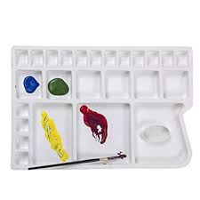 Qatalitic 25 Well Painting Palette, Containing 16 Colour Compartments, 8 Mixing and 1 Water Storing Compartments, for Acrylic Colour, Watercolour and Oil Painting