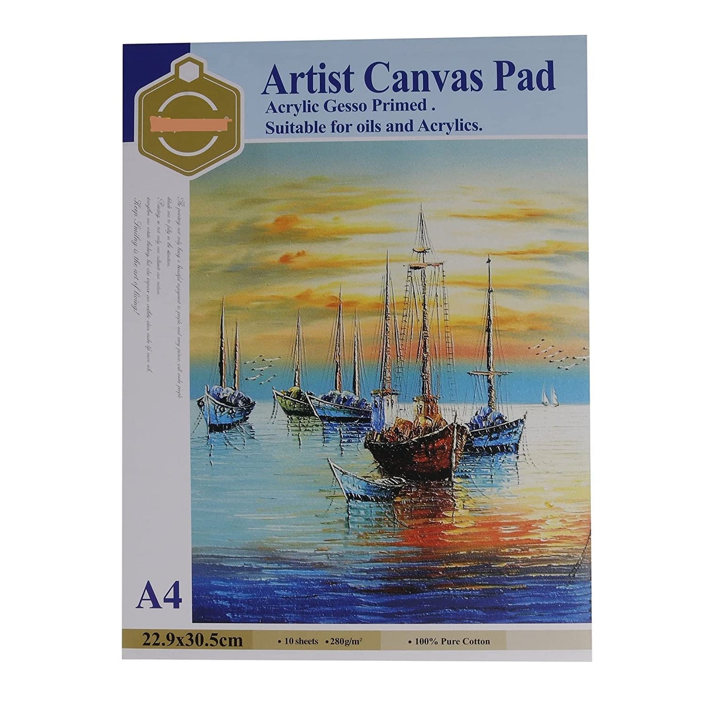 Qatalitic 10 sheets Canvas Pad for Painting, Ideal for Acrylic & Oil Painting, Watercolor, ,and Oil Paint Suitable for Beginners, Students and Artists