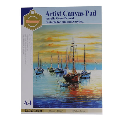 Qatalitic 10 sheets Canvas Pad for Painting, Ideal for Acrylic & Oil Painting, Watercolor, ,and Oil Paint Suitable for Beginners, Students and Artists
