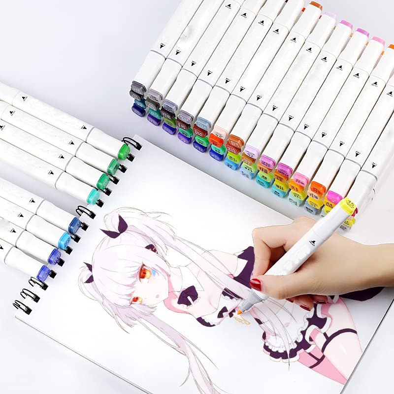 Qatalitic 80 Colours Alcohol Based Markers, Dual Tip Art Marker Set (Fine and Chisel Tip), with Carrying Plastic Box, For DIY Art, Colouring Illustrations, Great Value Pack For Kids, Adults & Students