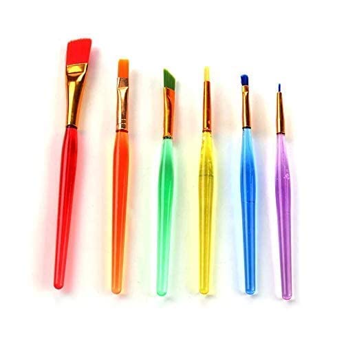 Qatalitic Set of 6 Different Sizes Synthetic Flat Paint Brush for Oil, Nail Brush Art, Artist Acrylic Painting (Synthetic Hair, Plastic)