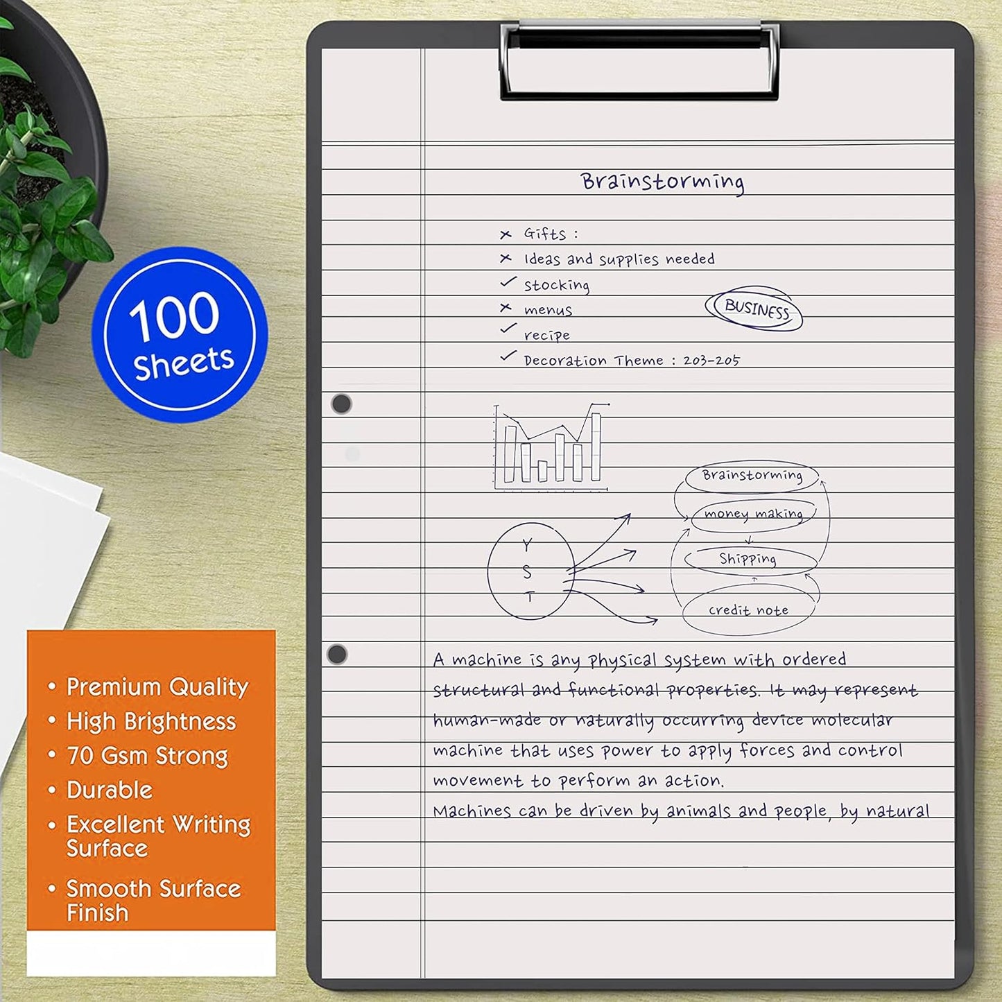 Qatalitic A4 Size Both Side Ruled Sheet for Project/Assignment/Practical/Homework (Pack of 400 Sheets)