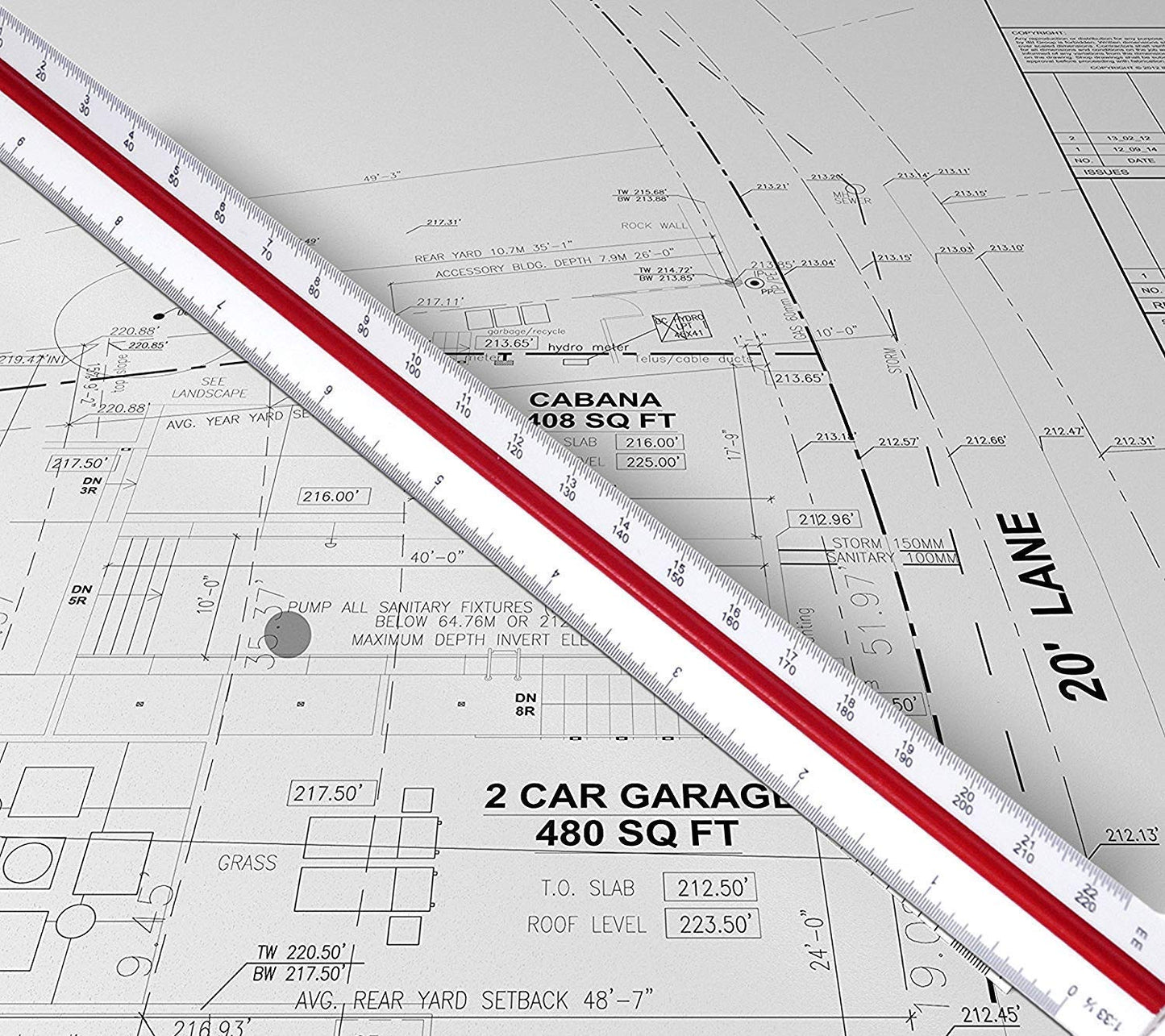 Qatalitic Triangle Scale Ruler, 30cm (12 Inch) Long Plastic Drafting Scale Ruler Very Useful to Architect, Engineer, Students, Office Employee (1-Piece)