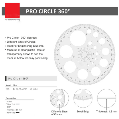 Qatalitic Circle and Semi-Circle Protractor Set, 180° Protractor and 360° Protractor, for School, College, and Engineering Projects