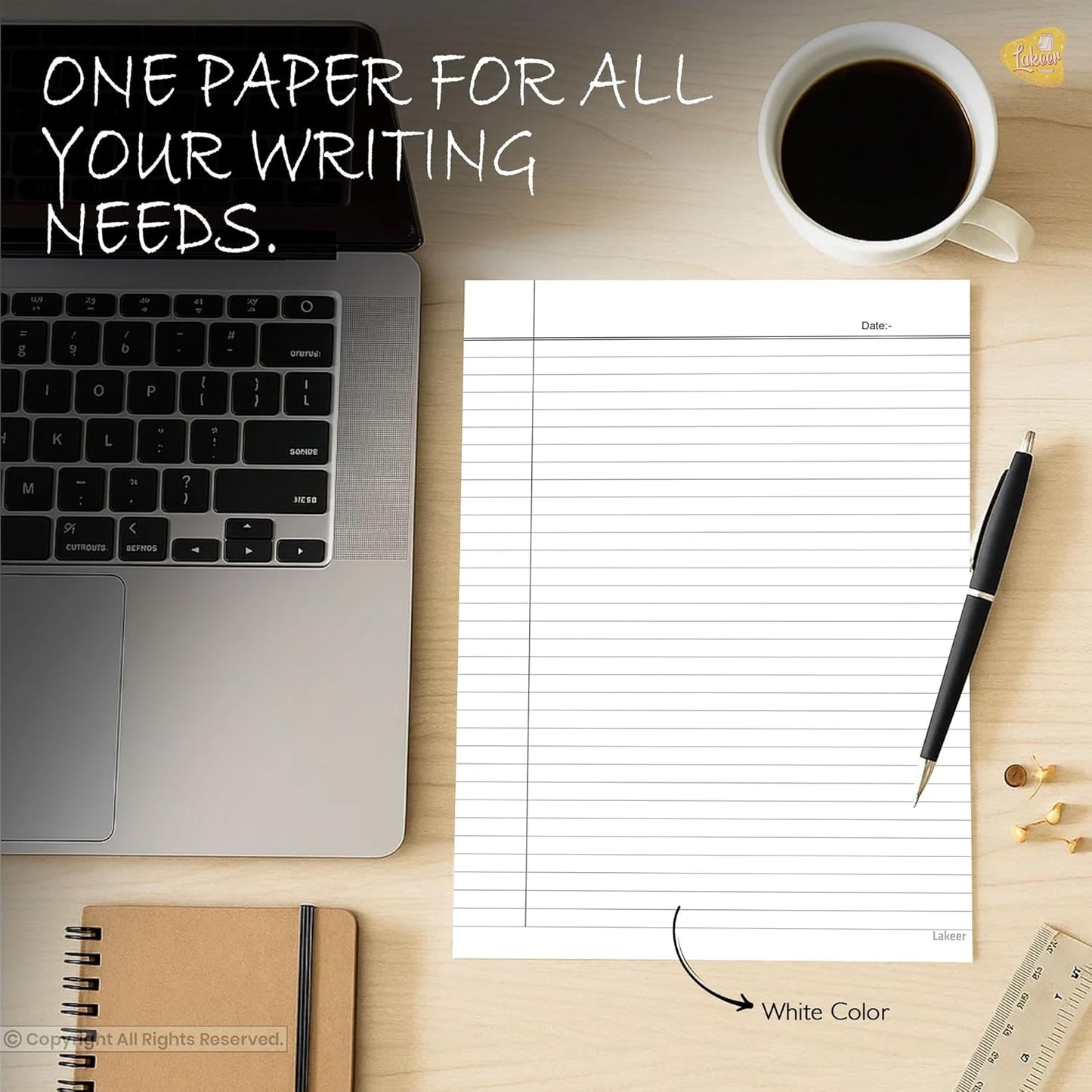 Qatalitic A4 Size Both Side Ruled Sheet for Project/Practical/Homework (Pack of 100 sheets)