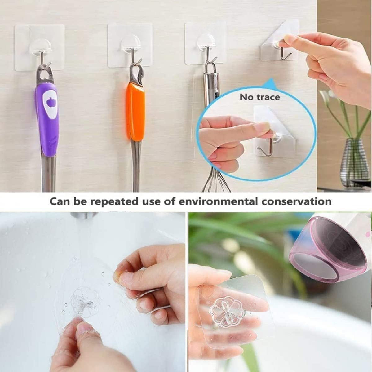 Qatalitic Enterprise PVC Wall Hooks, Pack of 15, Transparent