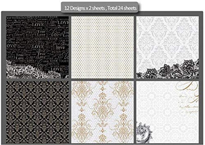 Qatalitic Pattern Design Printed Papers for Art & Craft (VS12018), Size: 12 X 12 Inch for Greeting Cardmaking & Project book making (24 Patterned Sheets + 3 Die Cut Sheets) Paper Designer Paper Pack