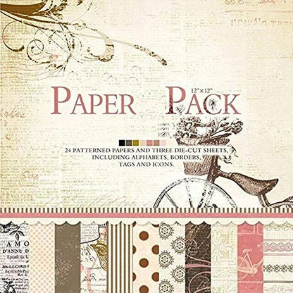 Qatalitic Pattern Design Printed Papers for Art & Craft (VS12009), Size: 12 X 12 Inch for Greeting Cardmaking & Project book making (24 Patterned Sheets + 3 Die Cut Sheets) Paper Designer Paper Pack