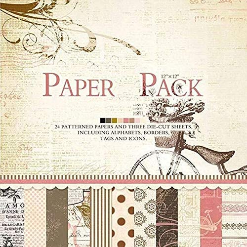 Qatalitic Pattern Design Printed Papers for Art & Craft (VS12009), Size: 12 X 12 Inch for Greeting Cardmaking & Project book making (24 Patterned Sheets + 3 Die Cut Sheets) Paper Designer Paper Pack