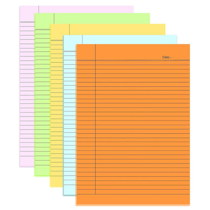 Qatalitic A4 Size Ruled Paper-Single Side Ruled | 5 Colours-Pack of 50 Sheets | for Project/Assignment/Practical/Homework