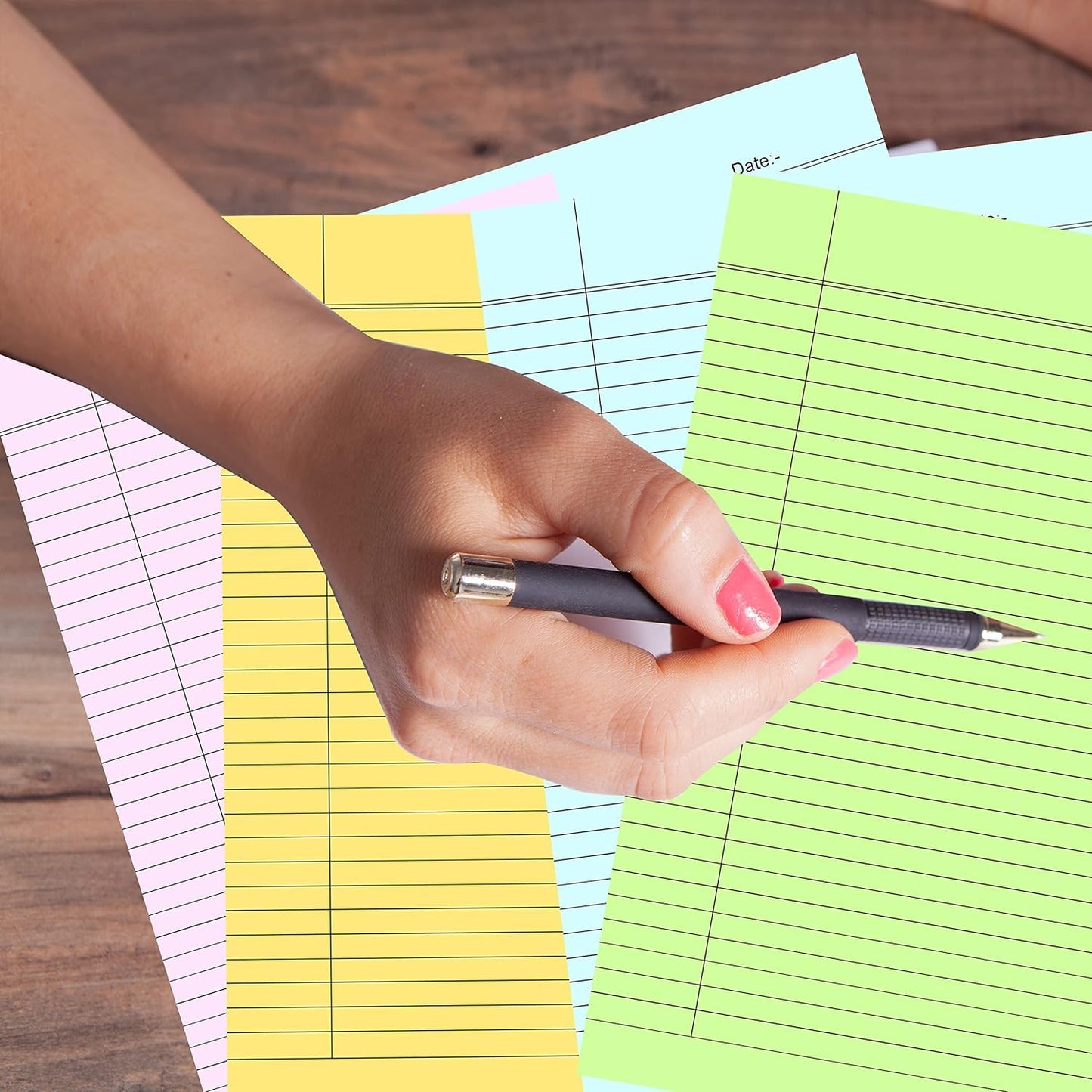 Qatalitic A4 Size Ruled Paper-Single Side Ruled | 5 Colours-Pack of 50 Sheets | for Project/Assignment/Practical/Homework