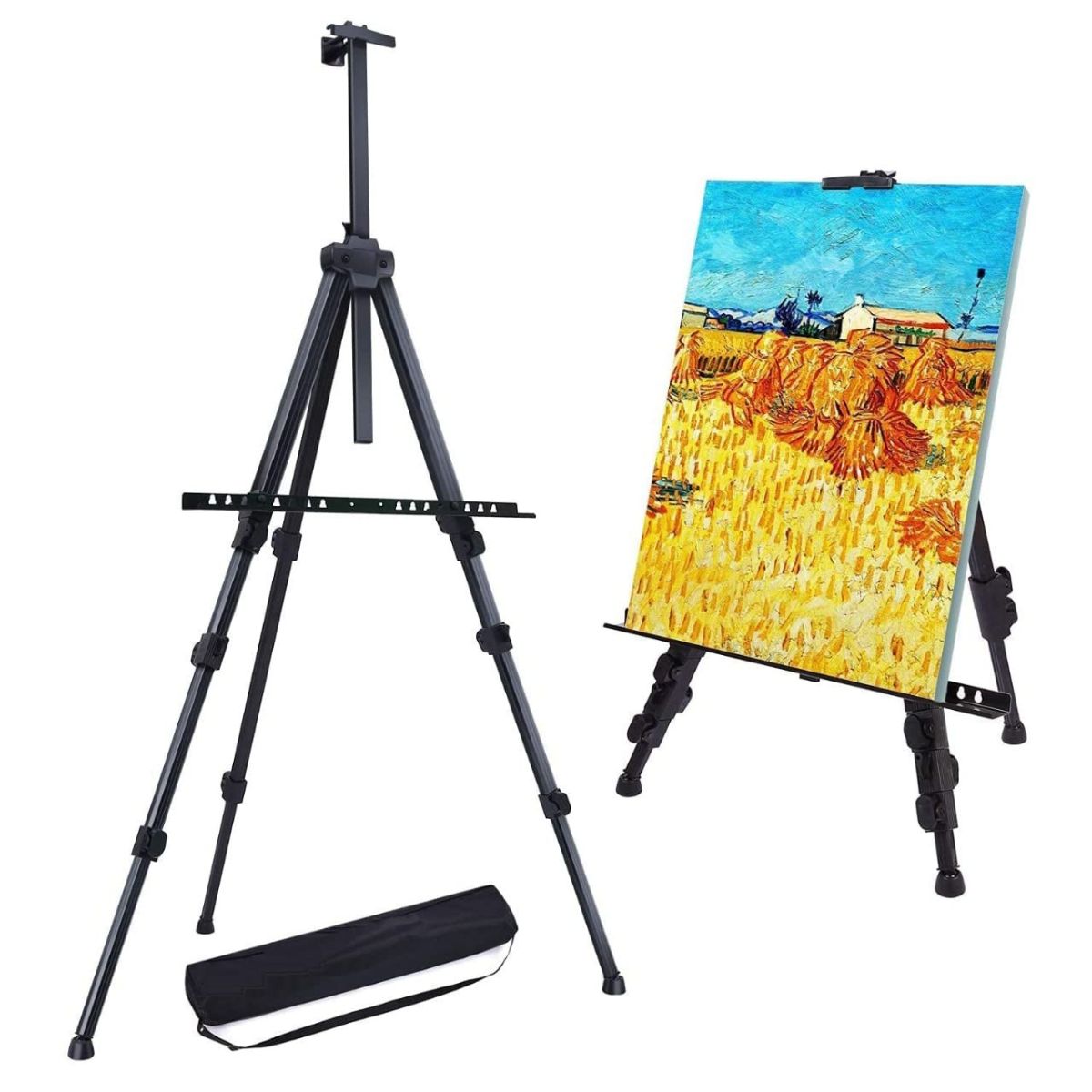 Qatalitic Portable Lightweight Tripod Easel for Professional Artists, Metal Display Easel Stand with Adjustable Height