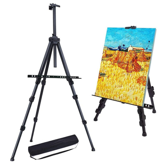 Qatalitic Portable Lightweight Tripod Easel for Professional Artists, Metal Display Easel Stand with Adjustable Height