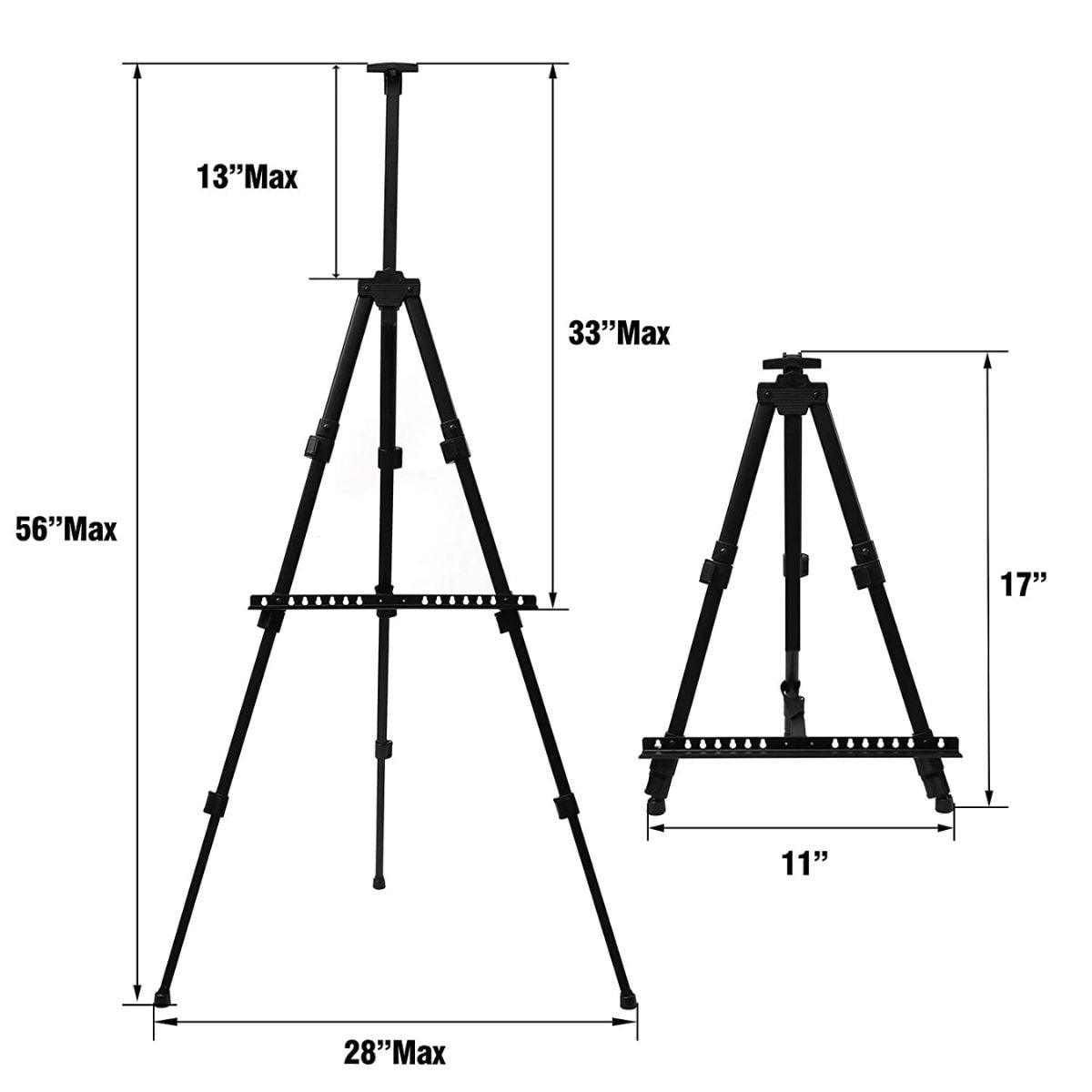 Qatalitic Portable Lightweight Tripod Easel for Professional Artists, Metal Display Easel Stand with Adjustable Height