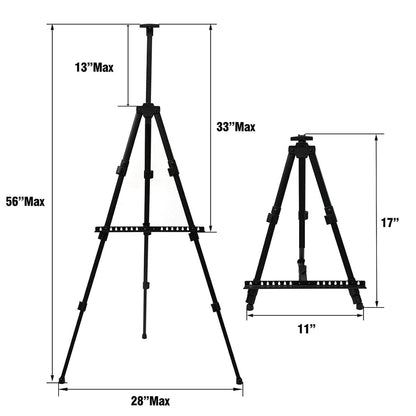 Qatalitic Portable Lightweight Tripod Easel for Professional Artists, Metal Display Easel Stand with Adjustable Height