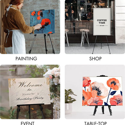 Qatalitic Portable Lightweight Tripod Easel for Professional Artists, Metal Display Easel Stand with Adjustable Height
