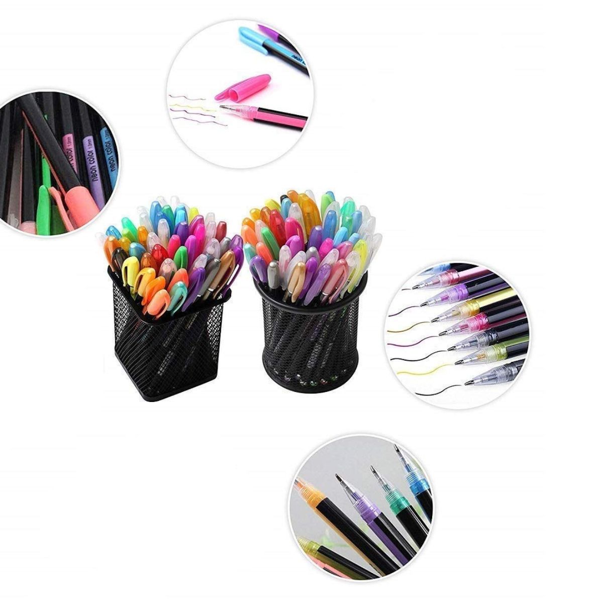 Qatalitic Set of 48 Neon Gel Pens consisting Fluorescent, Metallic, Glitter, and Pastel colour pens For DIY Art & Crafts (Sketching, Drawing & Painting Purpose)