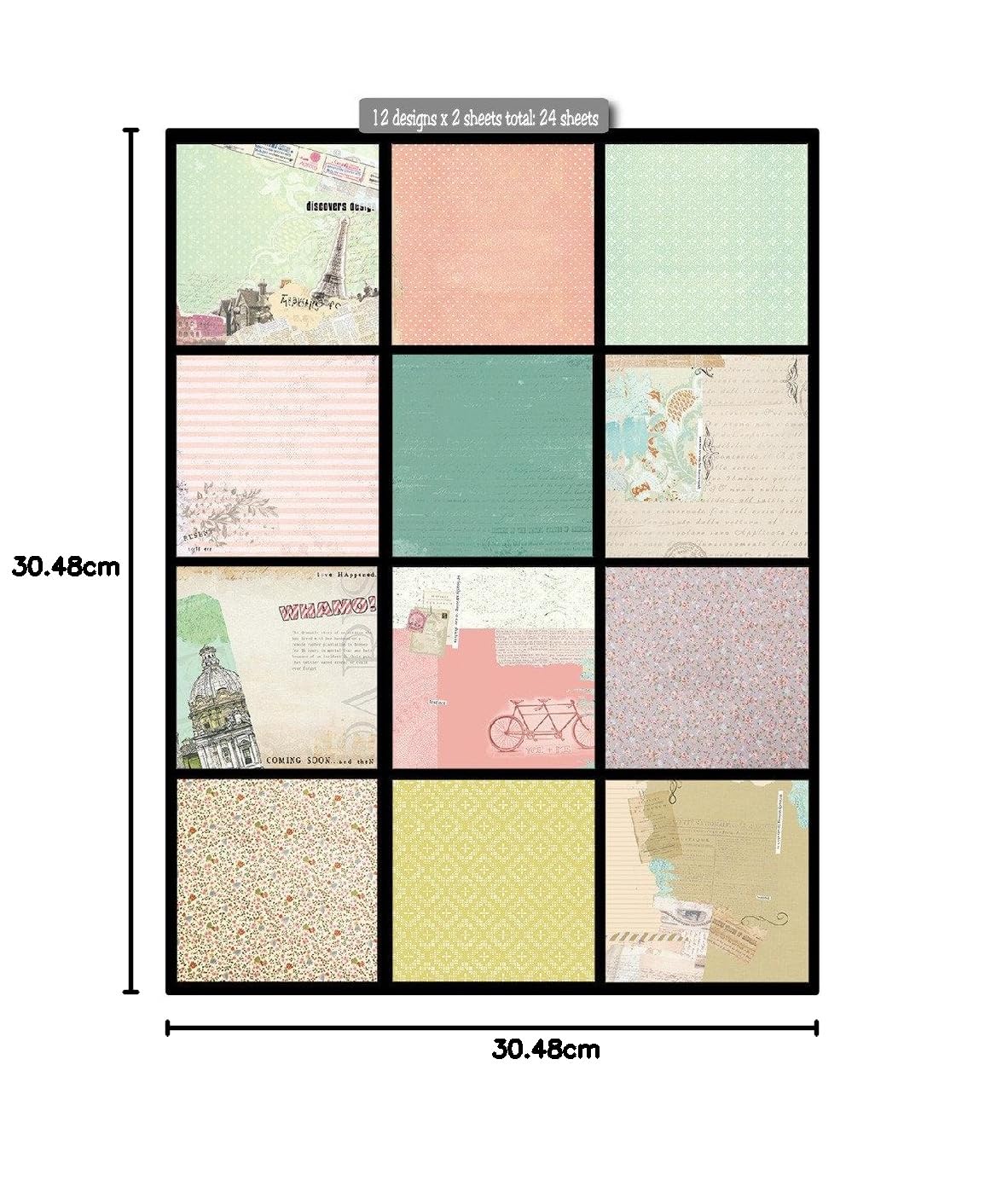 Qatalitic Pattern Design Printed Papers for Art & Craft (VS12004), Size: 12 X 12 Inch for Greeting Cardmaking & Project book making (24 Patterned Sheets + 3 Die Cut Sheets) Paper Designer Paper Pack