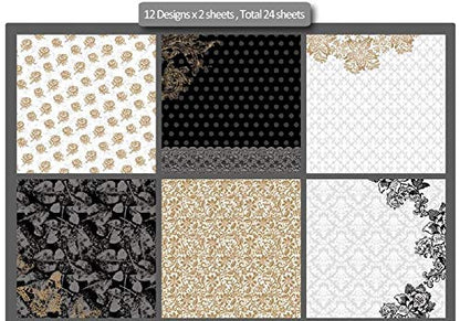 Qatalitic Pattern Design Printed Papers for Art & Craft (VS12019), Size: 12 X 12 Inch for Greeting Cardmaking & Project book making (24 Patterned Sheets + 3 Die Cut Sheets) Paper Designer Paper Pack