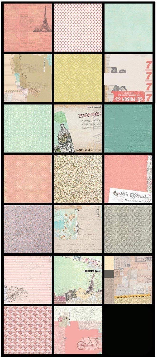 Qatalitic Set of 40 Pattern Design Printed Papers for Art & Craft (VS8004), Size: 8 X 8 Inch for DIY Greeting Card making & Project Book Making, Paper Designer Paper Pack
