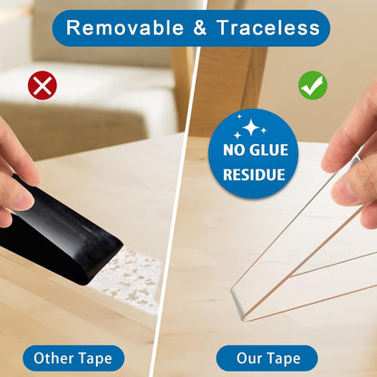 Qatalitic 3 Pcs Nano Double Sided Tape Heavy Duty Multipurpose Removable Traceless Adhesive Tape for Walls Silicon Tape | Pack of 3 Transparent |Super Sticky Gel Grip Mounting Tape Washable Reusable No Residue for Office & Home