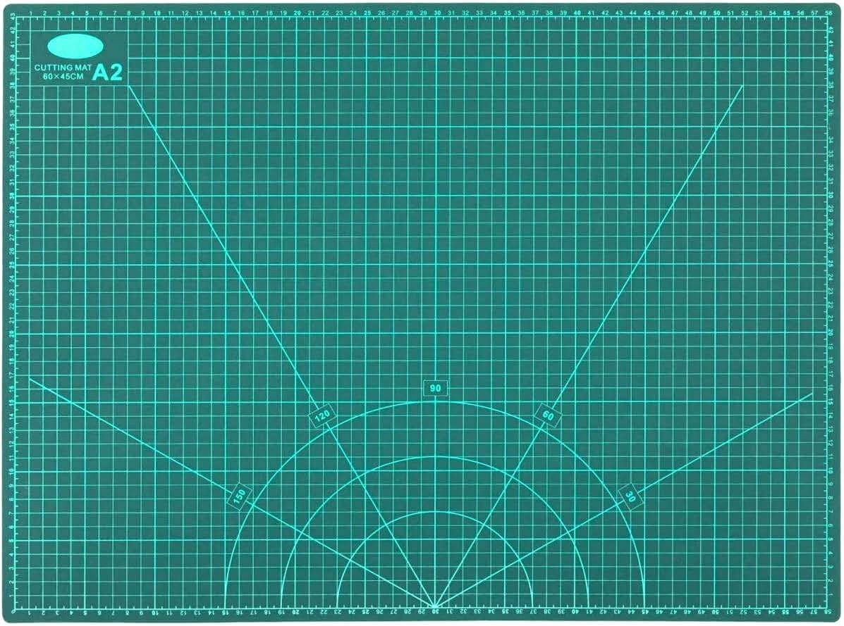 Qatalitic Flexible Cutting Mat, A2 Size (24 X 18 inch), Self-Healing, 5 Layered, Double Sided with Marked Pattern and Grids (Green) - Polyvinyl Chloride