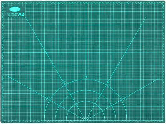 Qatalitic Flexible Cutting Mat, A2 Size (24 X 18 inch), Self-Healing, 5 Layered, Double Sided with Marked Pattern and Grids (Green) - Polyvinyl Chloride