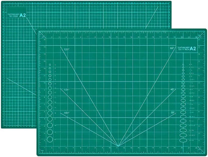 Qatalitic Flexible Cutting Mat, A2 Size (24 X 18 inch), Self-Healing, 5 Layered, Double Sided with Marked Pattern and Grids (Green) - Polyvinyl Chloride