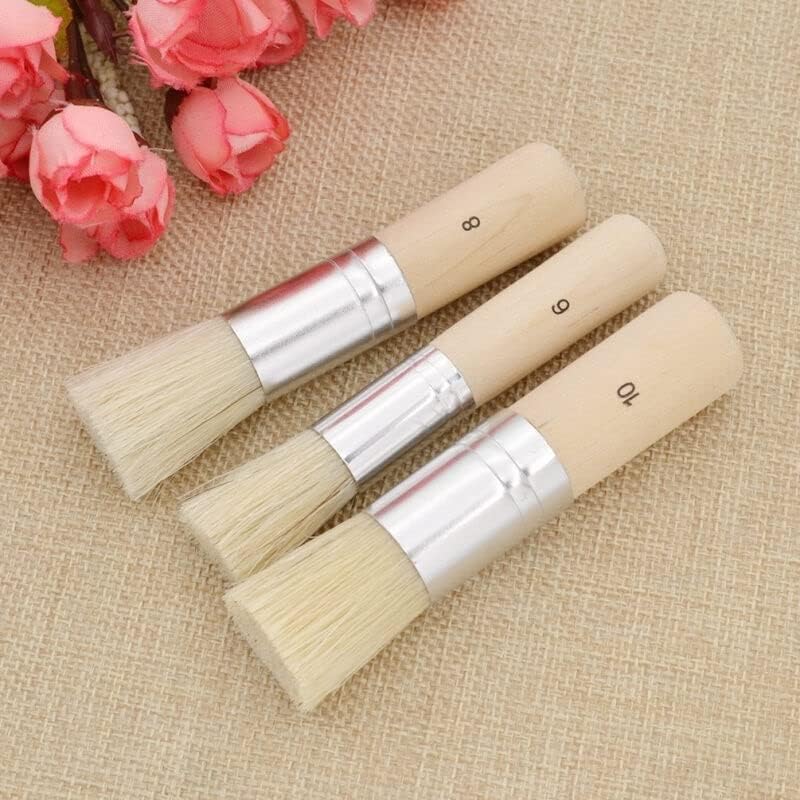 VeriXpress 3 pcs Stencil Brushes Set, Natural Bristle Brushes Perfect for Acrylic Painting, Oil Painting, Watercolor Painting, Stencil Project, Card Making and DIY Art Crafts